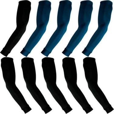 Imagem de Kit 5 pares de manguitos com proteção UV50+ - EX311, 3 pretos, 2 azul 