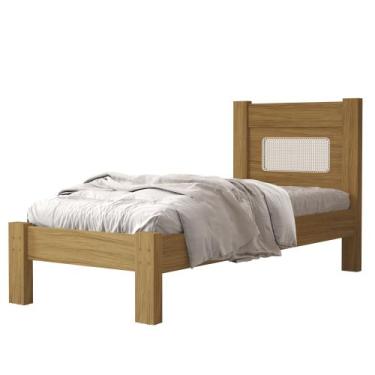 Imagem de Cama Para Quarto De Solteiro MDF Com Estrado Madeira Clara Design Mode