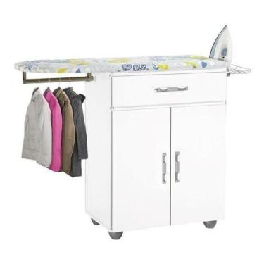 Imagem de Tabua De Passar Roupa Gaveta 02 Portas Branca Com Cabideiro - PASSE BE