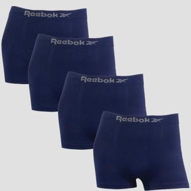 Imagem de Kit 4 Cuecas Boxer Reebok Masculina Microfibra Premium Lisa, 4 marinho