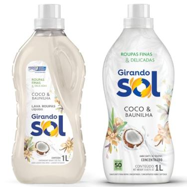 Imagem de Kit Lava Roupas Líquido e Amaciante Concentrado Girando Sol, Fragrância Coco e Baunilha, 1L + 1L