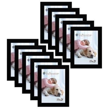 Imagem de Kit 10 Molduras Porta Retrato 15X21 Preto - Santamaria Molduras