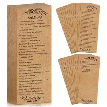 Imagem de Skyygemm 100 peças de salmo 91 marcadores de livro a granel presente de apreciação do clero escritura cristã papel kraft cartão de oração versículo religioso presente de professor de escola dominical