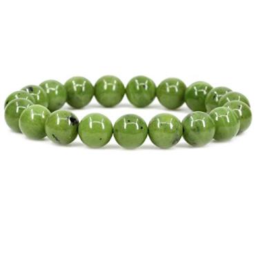 Imagem de Keleny Pulseira feminina elástica Fashion Crystal Man 10 mm contas redondas Rock Jasper 17 cm unissex 7 inch Verde
