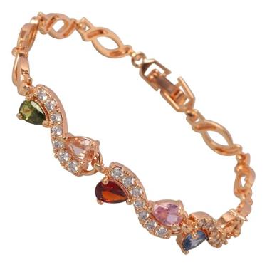 Imagem de Sunsoul Touchstone Indian Bollywood feito à mão com aparência de diamante cravejado de zircônia cúbica CZs designer de joias em tom dourado e branco para mulheres., Sem pedras preciosas