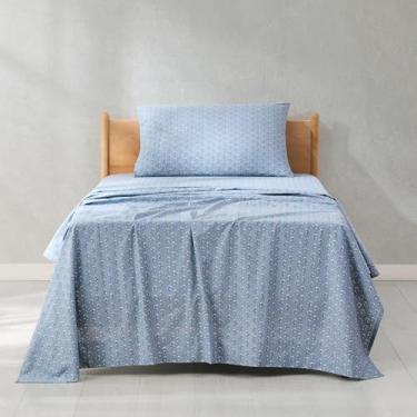 Imagem de Lush Decor Conjunto de lençóis de algodão Freesia com 3 peças, azul solteiro, floral, azul, decoração de dormitório, roupa de cama adolescente, estilo coquete vintage