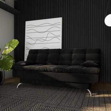 Imagem de Sofá-Cama Casal 3 Lugares Excelencia Suede Pés de Metal Preto