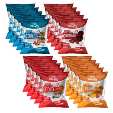 Imagem de Kit Biscoitos Fit Cookies, Chocolate, Coco e Banana com Whey Protein - WheyViv Fit - Caixa 20 unidades de 45g