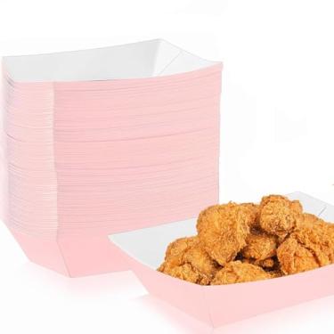 Imagem de Yaure Joy 50 bandejas de papel para comida de 900 g, barco, bandejas descartáveis de nacho, barco de papel para nachos, cachorros-quentes, tacos, batatas fritas (rosa claro)