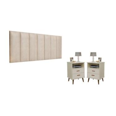 Imagem de KIT PARA QUARTO Italia Madri 1.60 OFF WHITE 2 GAVETAS - DULLAR Móveis