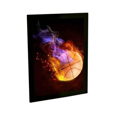 Imagem de Quadro Decorativo Basquete Bola Em Chamas Decoração Quarto Sala
