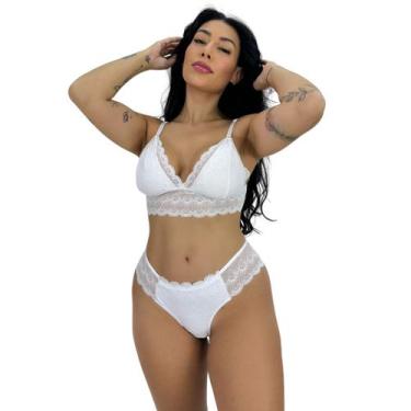 Imagem de Conjunto de Sutiã Sem Bojo e Calcinha Renda Transparente Sexy Lingerie