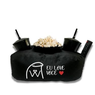 Imagem de Almofada Porta Pipoca Casal Eu Love Você - Cine Couple, Preto