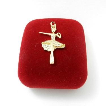 Imagem de Pingente Bailarina Cravejada Strás Folheado Ouro Pi230