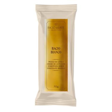 Imagem de Picolé Leite e Creme de Leite Cobertura Chocolate Branco Bacio di Latte 70g