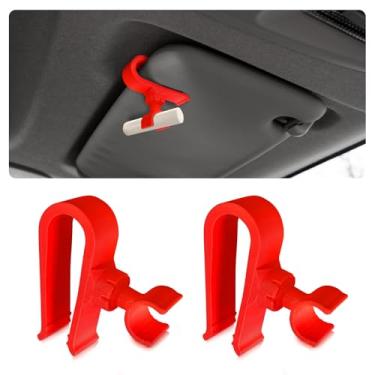 Imagem de 2 peças suporte de batom de carro para viseira solar, clipe organizador de protetor labial, armazenamento de batom para acessórios internos de carro feminino (vermelho)
