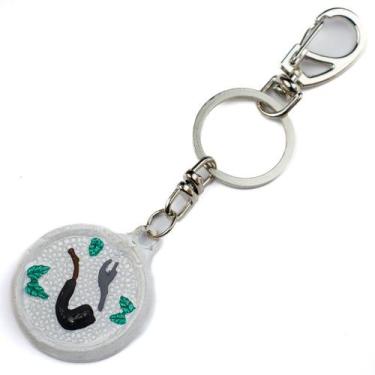 Imagem de Chaveiro Preto Velho Branco e Preto Cachimbo 13 cm em Resina - Lua Mís