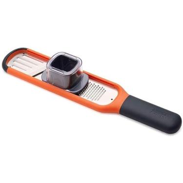 Imagem de Ralador e Fatiador 2 em 1 em Aço Inox Handi Grate – Compacto, com Cabo Ergonômico, Protetor de Dedo e Capa de Armazenamento – Ideal para Alho, Gengibre e Mini Legumes