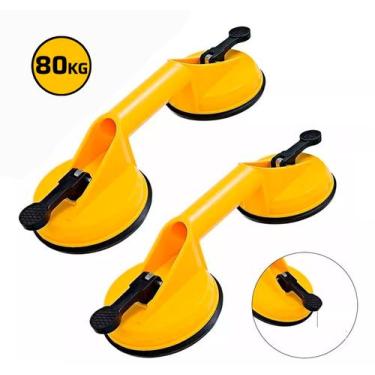 Imagem de Par Ventosa Dupla 80kg 2un Vidros Pisos Porcelanatos Pesados - Titaniu