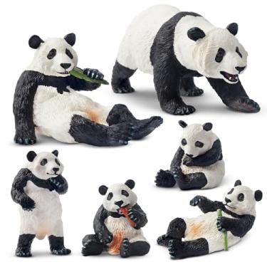 Imagem de Toymany Conjunto de 6 peças de plástico com animais de safari: girafa, leões, leopardos, tigres (Panda, 6 peças)