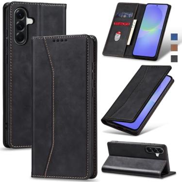 Imagem de Jasonyu Flip Carteira Capa para Samsung Galaxy A36,Capinha Folio Magnética de Couro com Suporte para Cartão,Suporte para Chute - Protetora Durável de TPU à Prova de Choque para Telefone,Preto