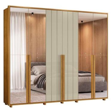 Imagem de Guarda Roupa Casal Volpi Ripado 6 Portas com 8 Espelhos - Madetec, Cum