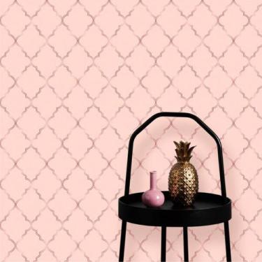 Imagem de Papel de Parede Autocolante Geométrico Soft Pink Dark 270 - Inove Papé