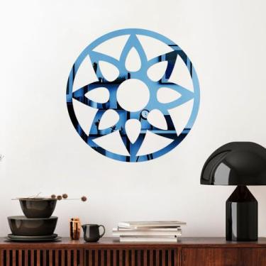 Imagem de Espelho Decorativo Mandala Flor Azul - Inove Papéis de Parede