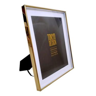 Imagem de Porta Retrato Dourado 20x25 Paspatur Metal Aço Inox Jacarta - Multiart