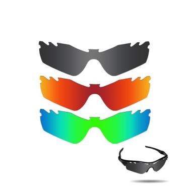 Imagem de Fiskr Lentes polarizadas de substituição para óculos de sol Oakley Radar Path ventilados com resistência a impactos, proteção contra raios UV e proteção multifuncional (verde, vermelho e preto)