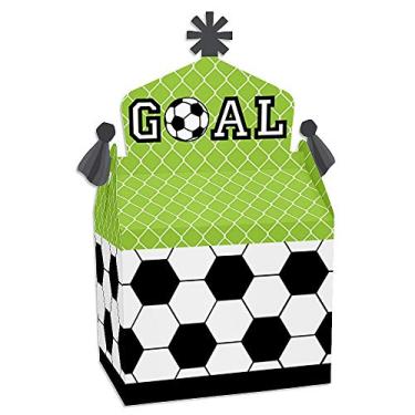 Imagem de Big Dot of Happiness Goaaal - Futebol - Caixa de lembrancinhas de festa - Caixas de presente para chá de bebê ou festa de aniversário - Conjunto de 12