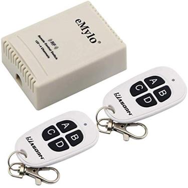 Imagem de Módulo de controle remoto inteligente de relé RF eMylo, sem fio, 433 Mhz, receptor de relé com dois transmissores CC 12 V, 4 canais para porta de garagem, cortinas elétricas, cadeados, bomba de água