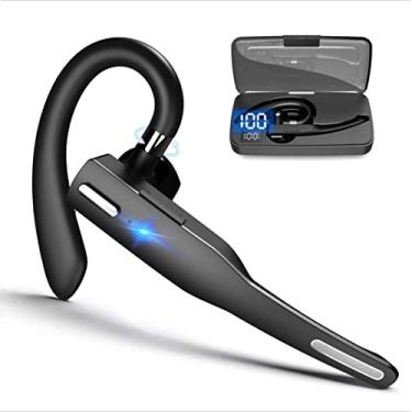 Imagem de Fone de ouvido YYK525 para negócios, fones de ouvido sobre a orelha com microfone, fone de ouvido Bluetooth 5.1, gancho giratório de 180°, com estojo de carregamento, reprodução de música por 10 a 12