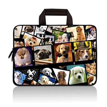 Imagem de Bolsa protetora para laptop de 35,8 cm, 36,1 cm, 38,1 cm, 39,1 cm, 39,6 cm, capa protetora com alça externa, capa de transporte para notebook Ultrabook compatível com Toshiba HP Chromebook (cachorro