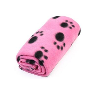 Imagem de Sharing Star 1 peça cobertor fofo macio para filhotes impressões de patas almofada para animais de estimação cama para cachorro pequeno tapete de dormir quente e macio (rosa)