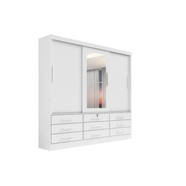 Imagem de Guarda Roupa Casal Meridian com Espelho 3 Portas 9 Gavetas com pés - D