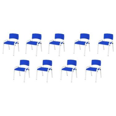 Imagem de Kit 9 Cadeira Iso Infantil Creche, Escola Base Branco Azul - LAURALAN 