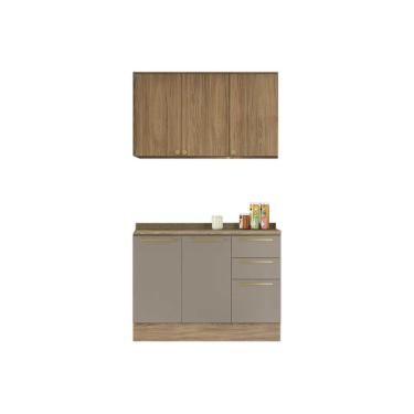 Imagem de Cozinha Modulada Kappsberg Botanic Botanic 3 Peças (1Aéreo+1Balcão+1Complemento) C3P15 Nogueira/Fendi-Kappesberg