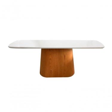 Imagem de Mesa De Jantar Retangular 235x122 Cm Oval Em Madeira Branco