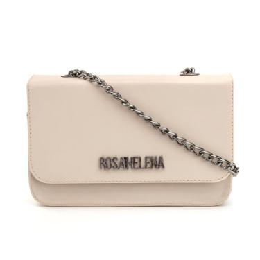 Imagem de Bolsa Clutch Feminino Pequena Lisa Em Metal E Alça Fixa Bege
