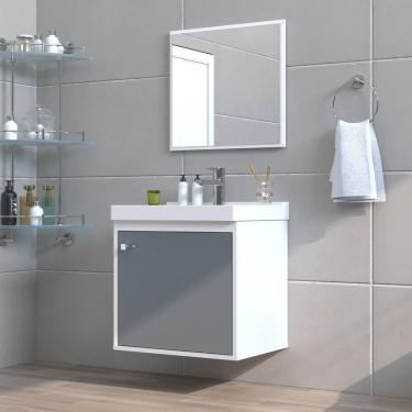 Imagem de Gabinete Para Banheiro Mdf 40Cm Com Cuba Veneto Riverzza Gianduia