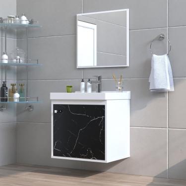 Imagem de Gabinete Para Banheiro Mdf 40Cm Com Cuba Veneto Riverzza Preto