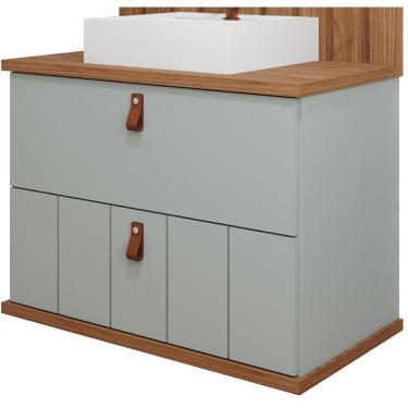 Imagem de Gabinete Suspenso Com Cuba 60Cm Poli Espresso Móveis Pistache