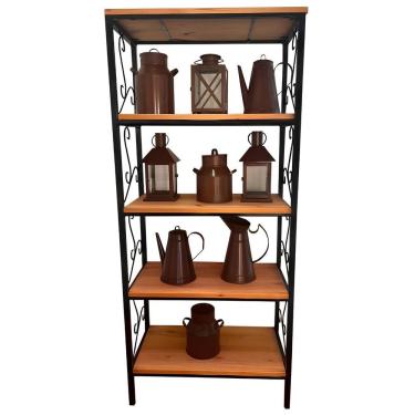 Imagem de Estante Grande 5 Prateleiras Ferro E Madeira Estilo Industrial