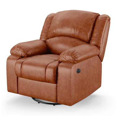 Imagem de Poltrona Do Papai Reclinável Melim Glider Giratória Usb Pu Caramelo Brilho Fh1 - D'rossi