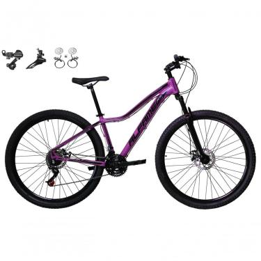 Imagem de Bicicleta Aro 29 Feminina Alfameq Pandora 24v Câmbios Shimano Freios Hidráulicos Garfo Suspensão - Lilas Tam.15