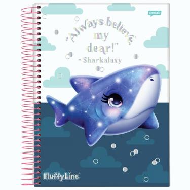Imagem de Caderno Espiral Capa Dura Universitário Fluffyline 10 Matérias 160 Folhas Jandaia Sharkalaxy