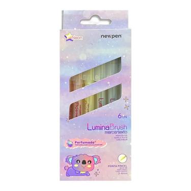 Imagem de Marca Texto Lumini Brush 6 Cores Neon Com Cheirinho Newpen