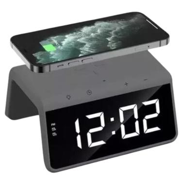Imagem de Carregador Indução + Relógio Despertador (preto)
