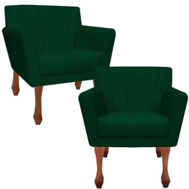Imagem de Kit Poltronas Decorativa Clinicas Iza Retro Dritex suede Verde